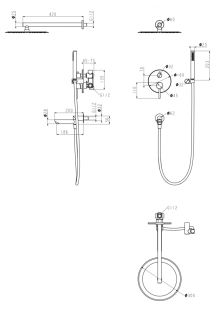 Душевая система скрытого монтажа Grocenberg GB5099BG-1 Графит